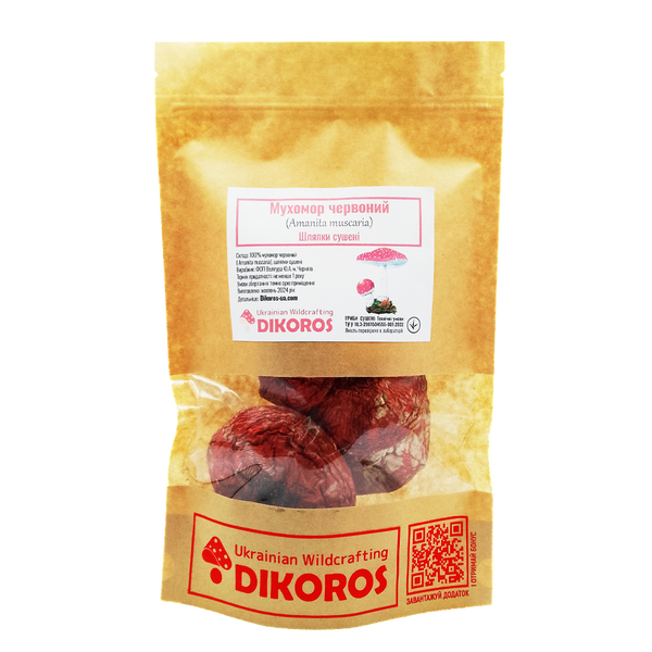 Шляпки мухомору червоного (Amanita muscaria) сушені, 1 сорт - 1 грам МХМЧ-01С24 &mdash; Dikoros