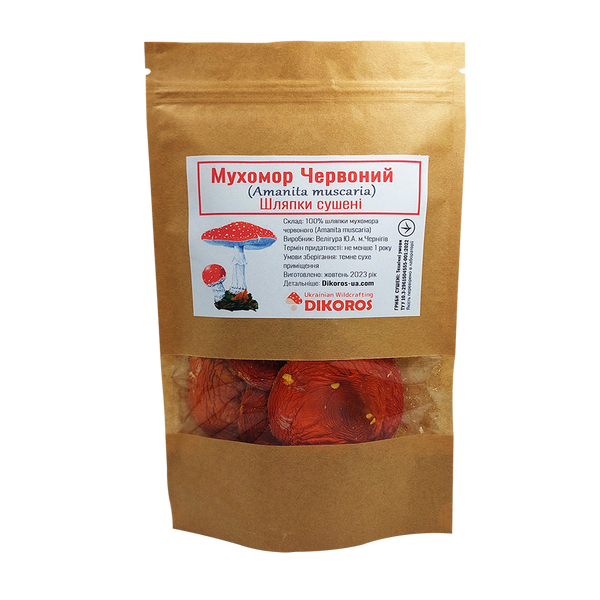 Шляпки мухомору червоного (Amanita muscaria) сушені, сорт Еліт - 1 грам МХМЧ-01ЕС &mdash; Dikoros