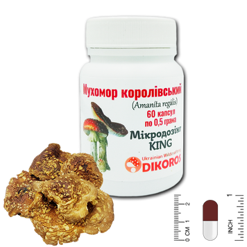 Мікродозінг King Мухомор Королівський (Aman&iacute;ta reg&aacute;lis) 60 капсул 0,5грама МХМКР-600524 &mdash; Dikoros